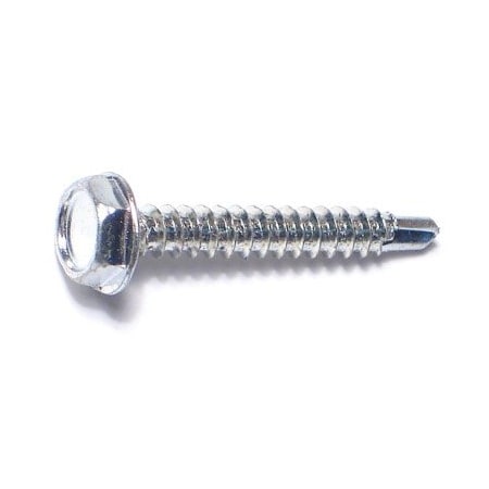 Midwest Fastener Self-Drilling Screw, #6 x 1 in, Zinc Plated Steel Flange Hex Head External Hex Drive, 100 PK 50886